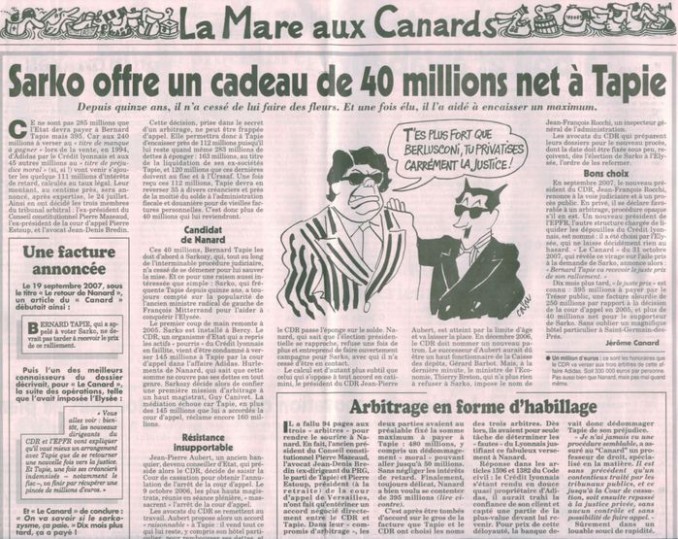 Tapie - Canard Enchaîné 16/07/08 Tapie - Canard Enchaîné 16/07/08