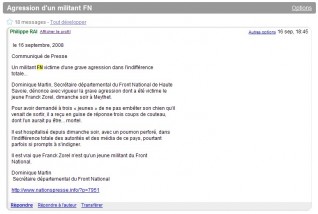Cliquez pour zoomer : message frontiste sur fr.soc.politique