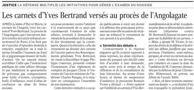Cliquez pour zoomer : Yves Bertrand - procès Angolagate, Le Monde, 21/10/08