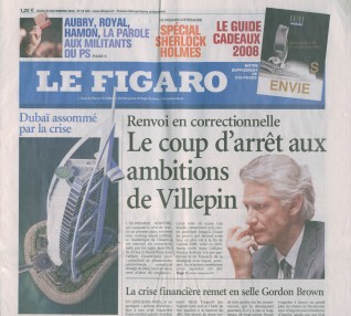 Cliquez pour zoomer : figaro 20 novembre : villepin renvoyé en correctionnelle
