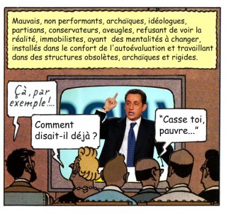 Cliquez pour zoomer : Détournement - Tintin - Sarkozy et la recherche - février 2009