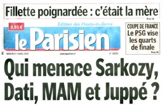 Le Parisien - menaces sur Sarkozy et autres