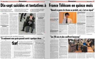 Cliquez pour zoomer : Suicides à France Télécom - France Soir - 18/05/2009