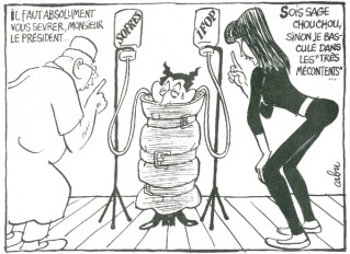 Cliquez pour zoomer : Sarkozy accro aux sondages - Le Canard enchaîné - 25/11/09
