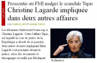 Lagarde mise en cause dans 2 nouvelles affaires - Mediapart - 23/05/11