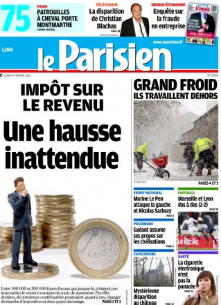 Couverture Parisien 6 février 2012