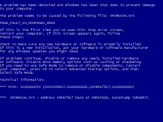 Cliquez pour zoomer : Blue screen of death