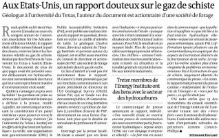 Gaz de schiste - Le Monde - 26 juillet 2012