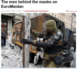Cliquez pour zoomer : Kiev manifestants masqués, photo AFP