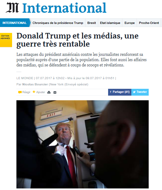 Le Monde Trump guerre rentable