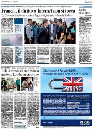 Corriere, Hadopi Corriere, Hadopi