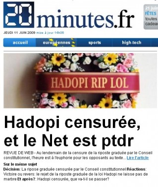 Hadopi RIP LOL 20minutes