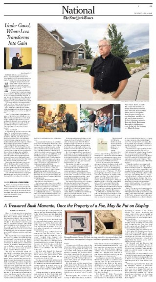 NYT, Pistolet, Bush, Hussein,