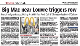 McDo, Louvre 8 oct, Times of India McDo, Louvre 8 oct, Times of India