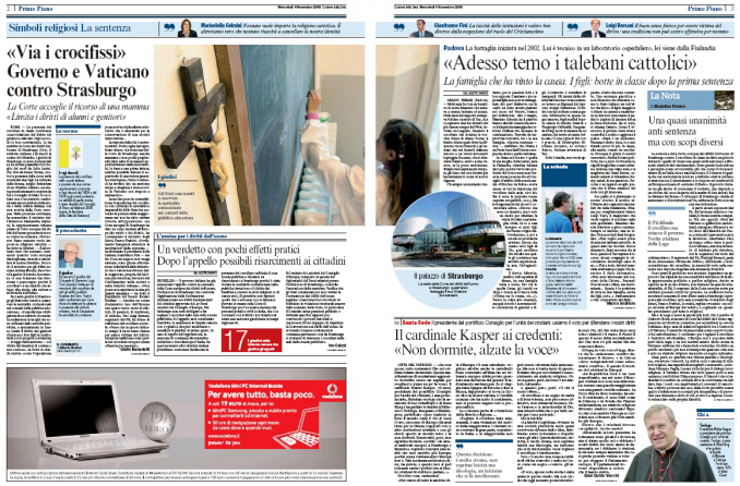 Corriere della Sera, crucifix Corriere della Sera, crucifix