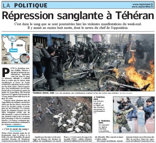 Cliquez pour zoomer : Photo Iran-Honduras, Le Parisien, 28/12/2009